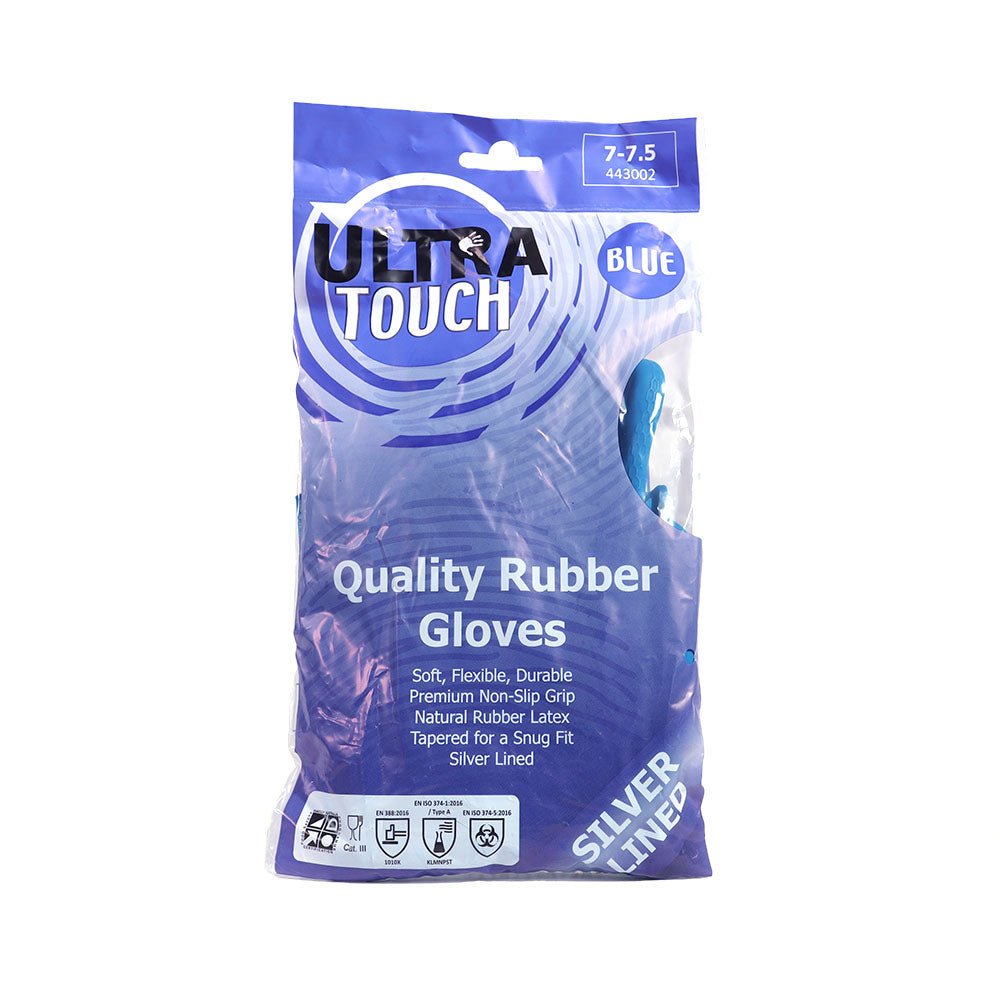 Ultratouch Silverlined Blue Rubber Gloves - Monocure3D