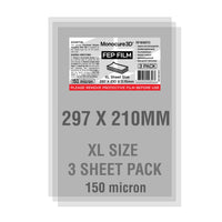 XL Fep Film 150 Microns (3 Sheet Pack) - Monocure3D