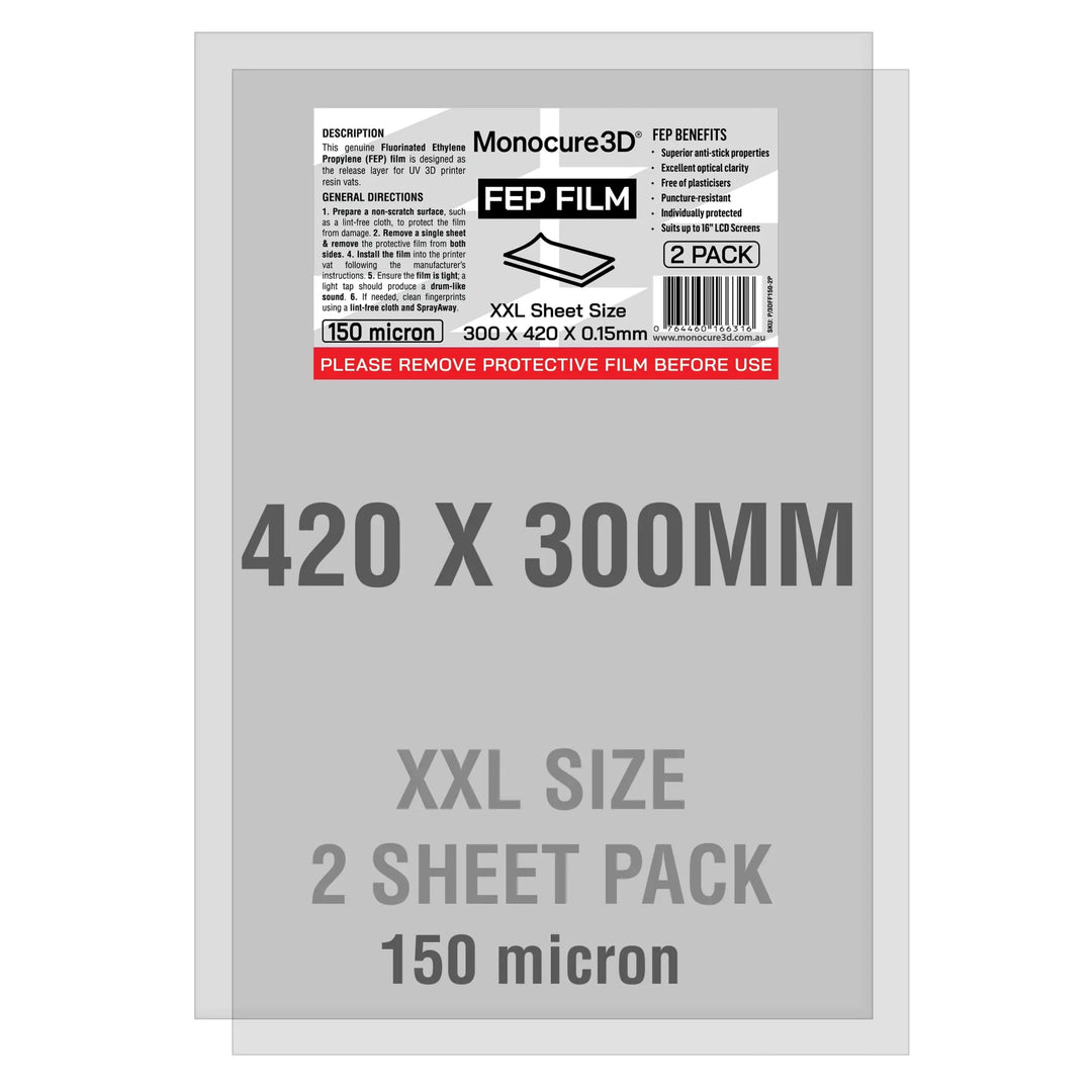 XXL Fep Film 150 Micron (2 Sheet Pack) - Monocure3D